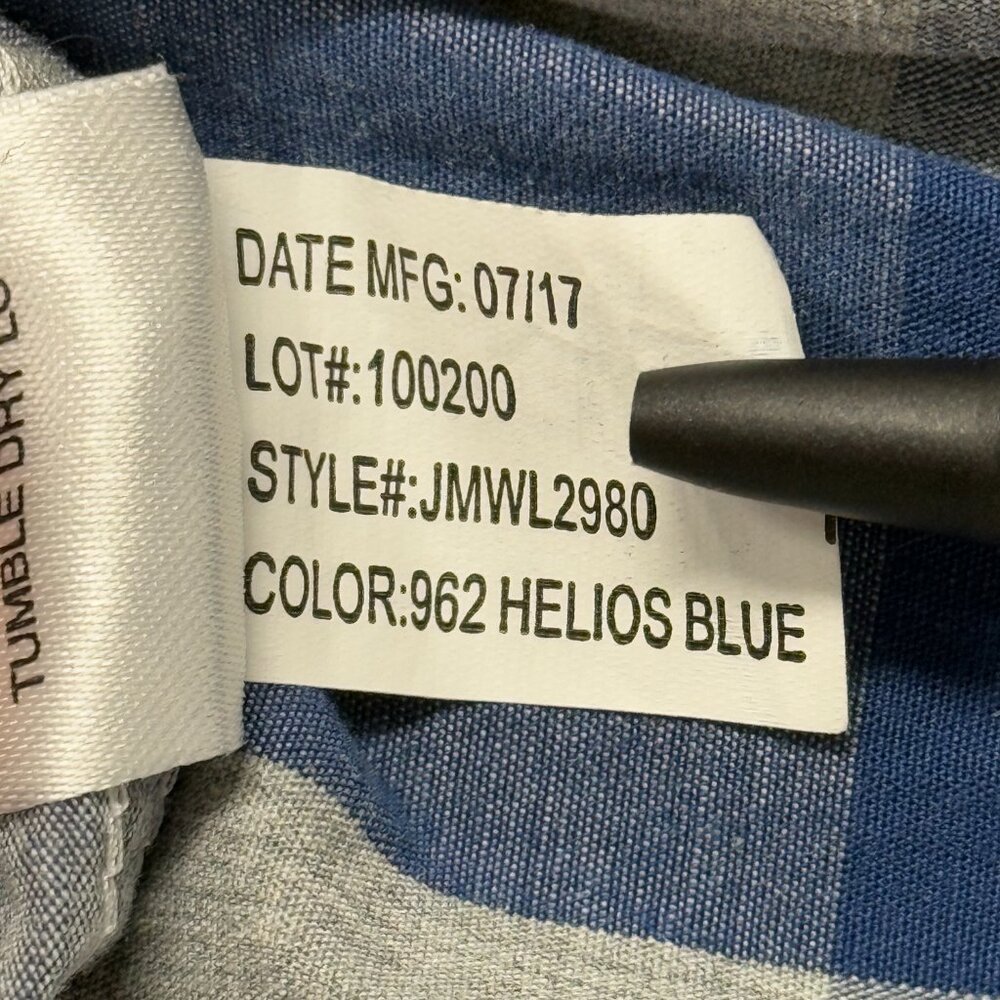 Johnnie-O Button Down‎ Shirt Mens Large Blue Gray Plaid Long Sleeve Cotton - Picture 8 of 9